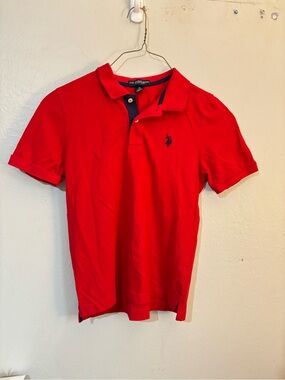 U.S. Polo Assn. kids Red Polo with Navy Contrast Placket